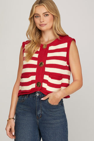Striped Serenity Red Vest