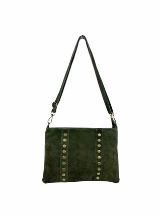 Suede Leather Shoulder Bag - Military Green