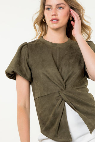 Suede Sweetheart Knot Top