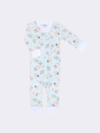 Sweet Little Christmas Zip Pajamas - Blue