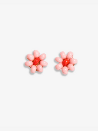 Tina Flower Stud Earrings - Pink