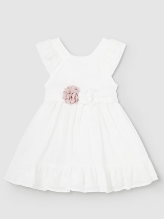 White Dress w/ Flower Sash