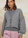 Hi Lo Cable Cardi - Grey
