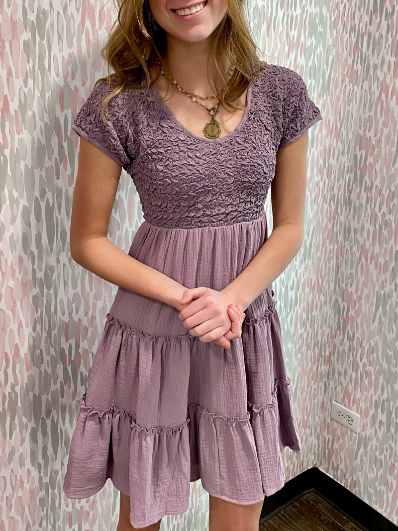 Lilac Lavender Tiered Dress