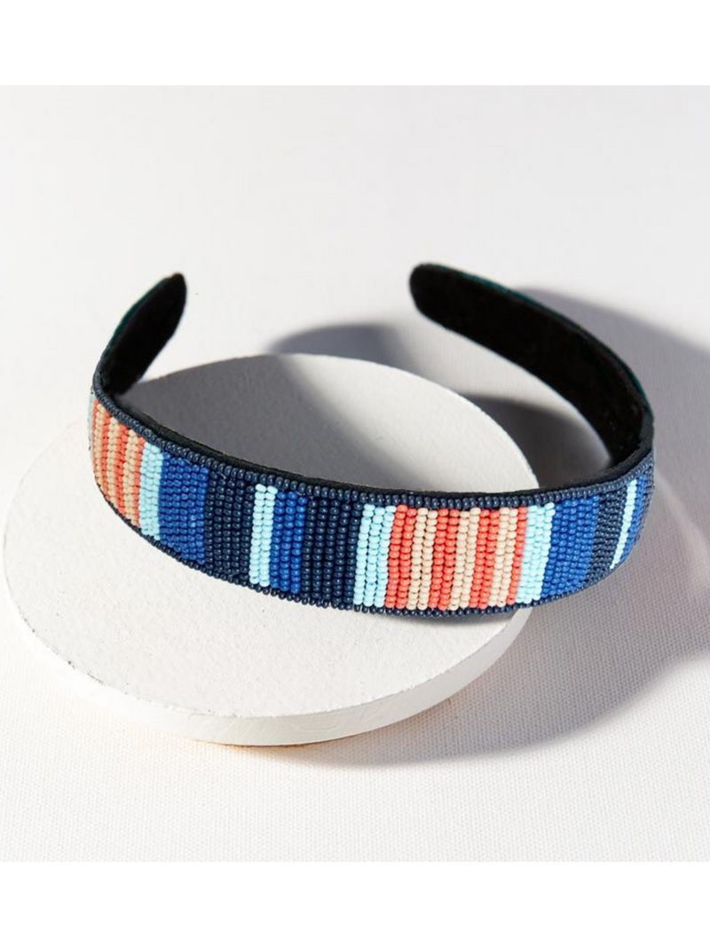Lapis/Coral Stripe Headband