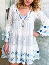 Hadley Bead Floral Dress - Aqua