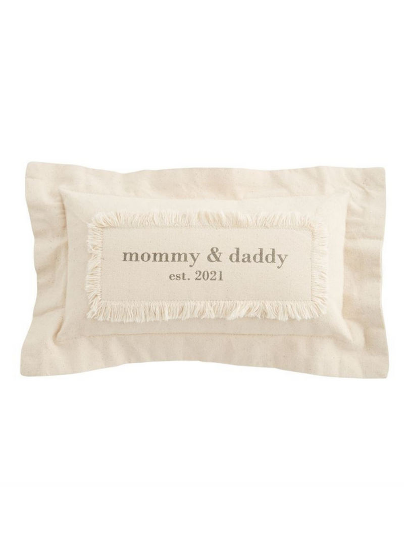 Mommy Daddy Est 2021 Pillow