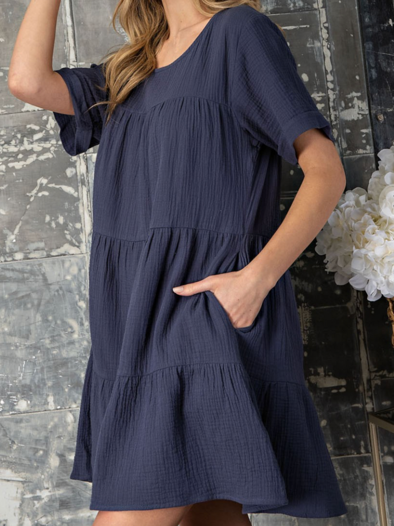 Ebony Gauze Tiered Dress