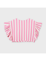 Pink Stripe Ruffle Blouse
