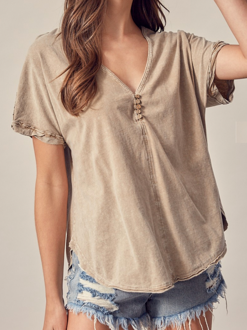 Be Free Taupe Button Detail